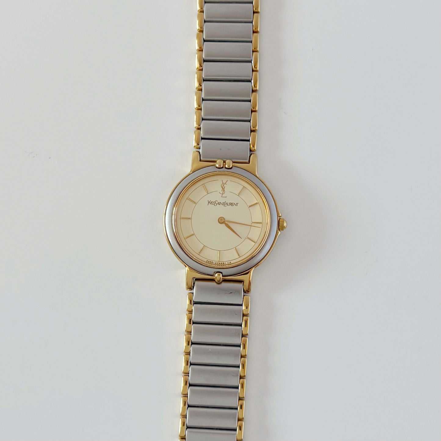Yves Saint Laurent 1990s Round Dial Two Tone Watch