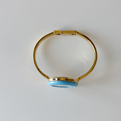 Gucci 1990s Interchangeable Bezel Gold Plated Bangle Watch with 12 bezels, case (Small)
