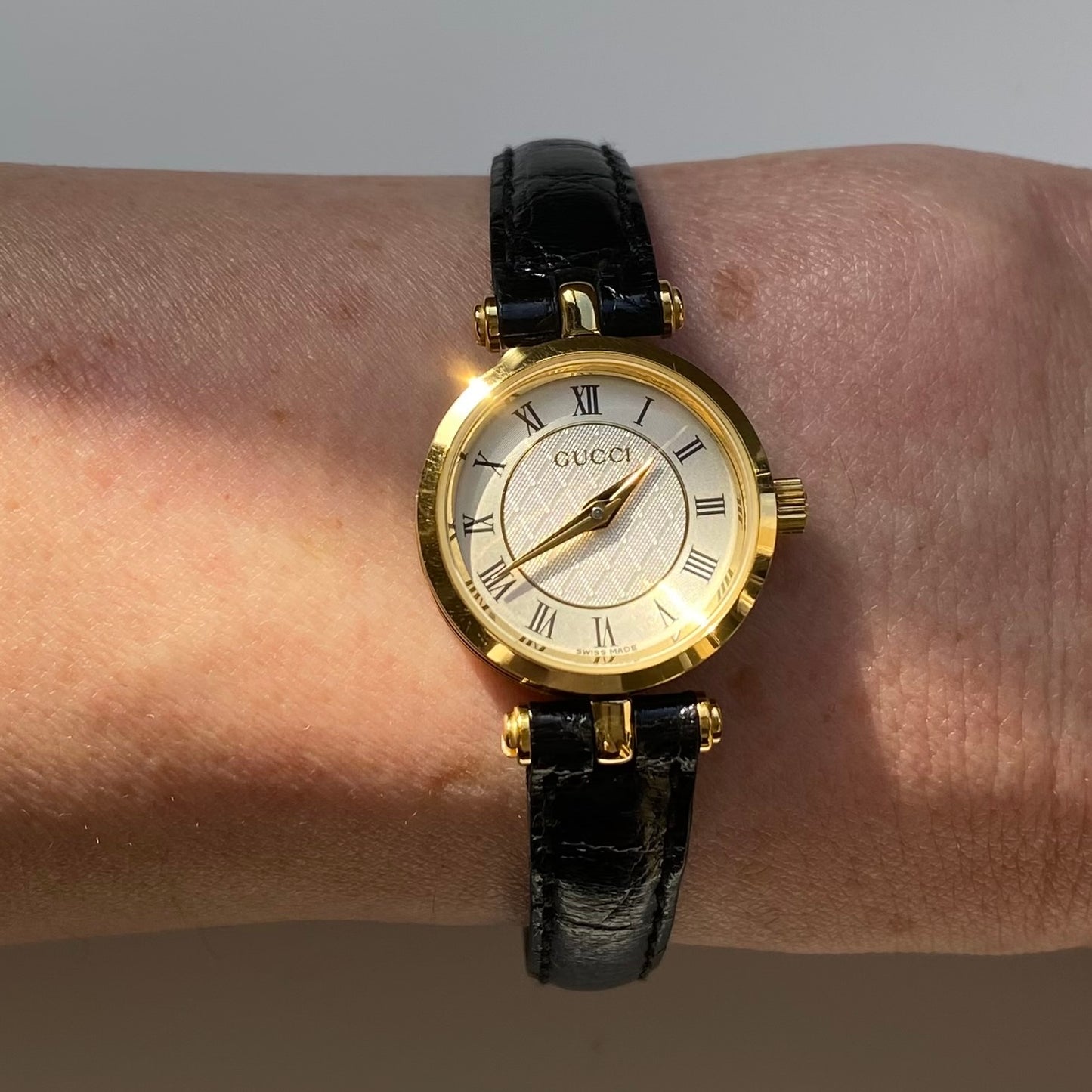 Gucci 1990s Gold Plated Round Watch