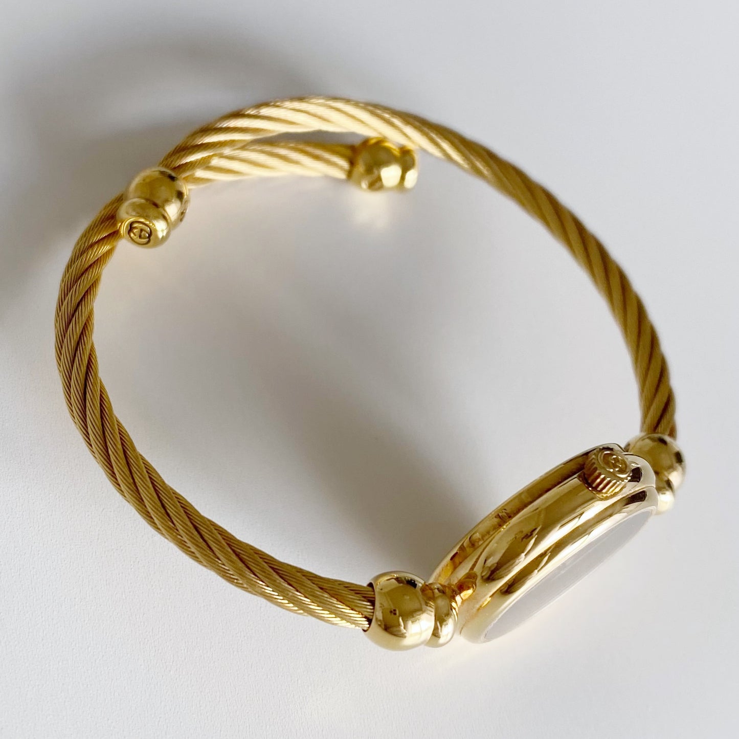 Gucci 1990s Black Dial Gold Plated Bangle Watch
