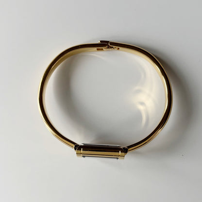 Yves Saint Laurent 1990s Green Dial Gold Plated Bangle Watch