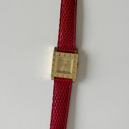Dior 1990s Interchangeable Strap Gold Plated Watch with 4 straps, case