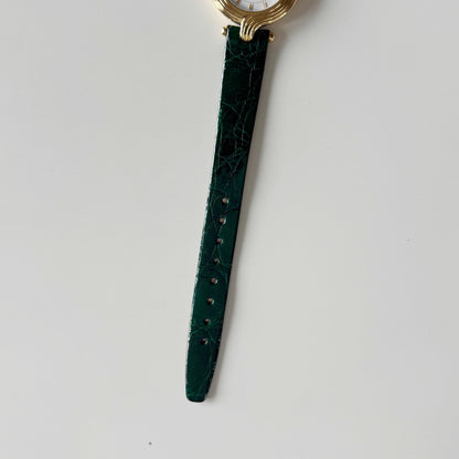 Dior 1990s Round Dial Interchangeable strap Gold Plated Watch with 3 straps, case