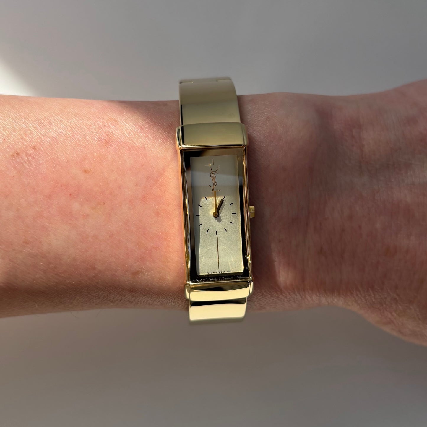 Yves Saint Laurent 1990s Rectangular Dial Gold Plated Watch