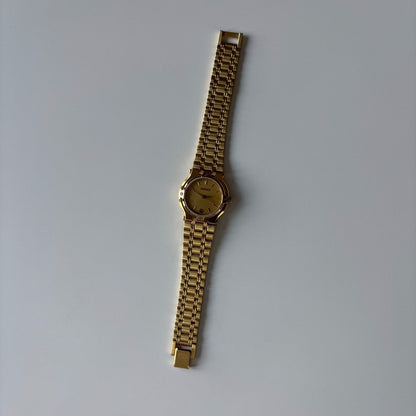 Gucci 1990s Date Round Dial Gold Plated Watch