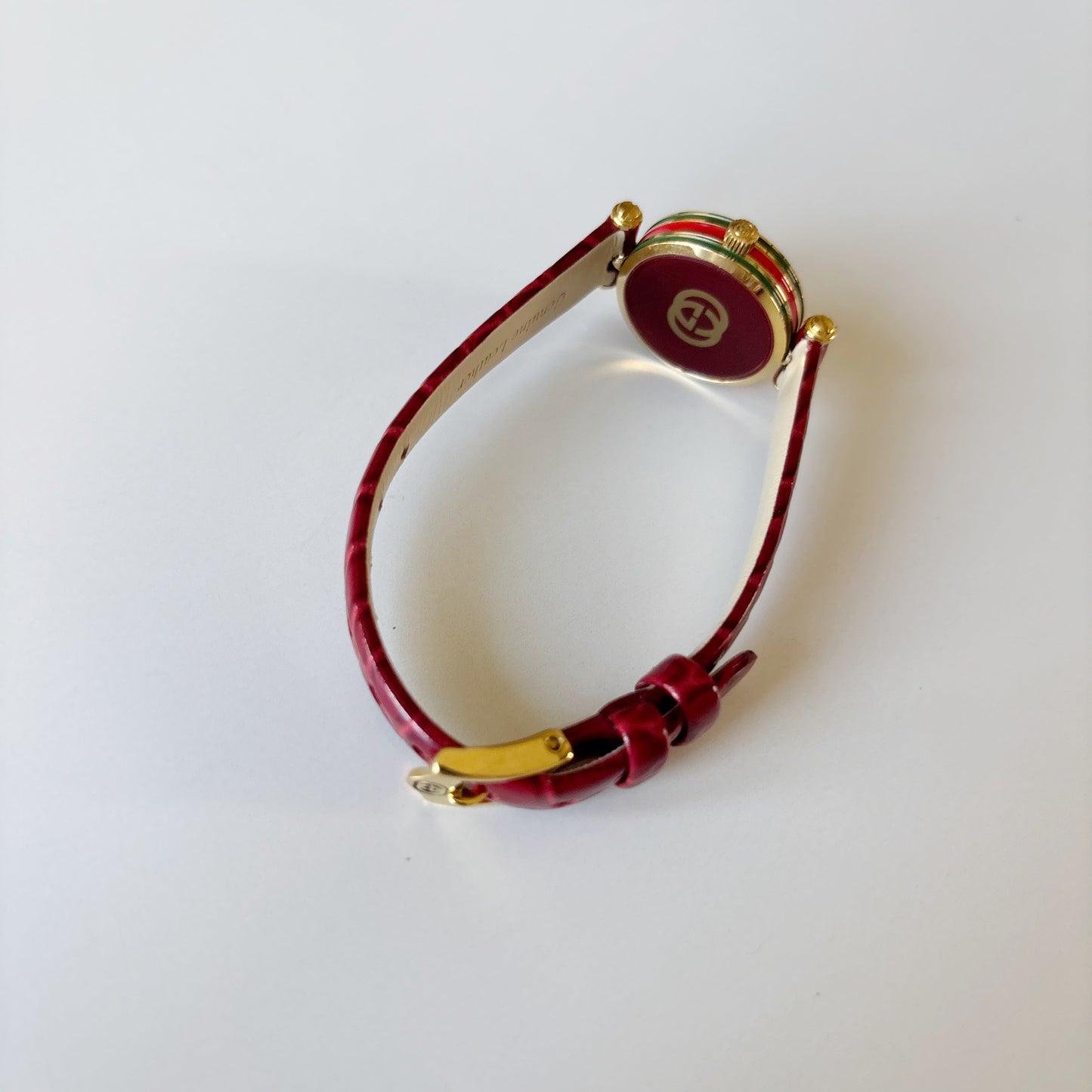 Gucci 1990s Round Dial Red Gold Plated Watch