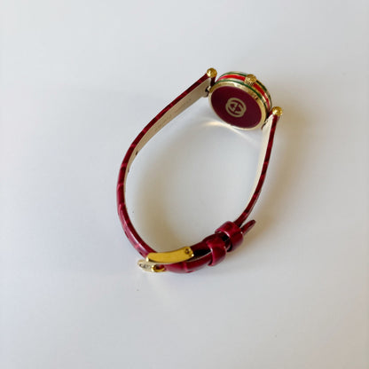 Gucci 1990s Round Dial Red Gold Plated Watch