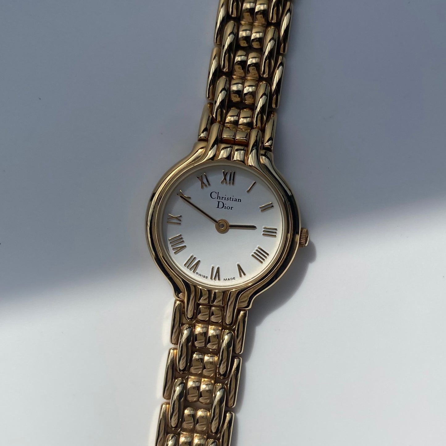Dior 1990s Round Dial Gold Plated Watch