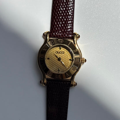 Gucci 1990s Round Dial Gold Plated Watch