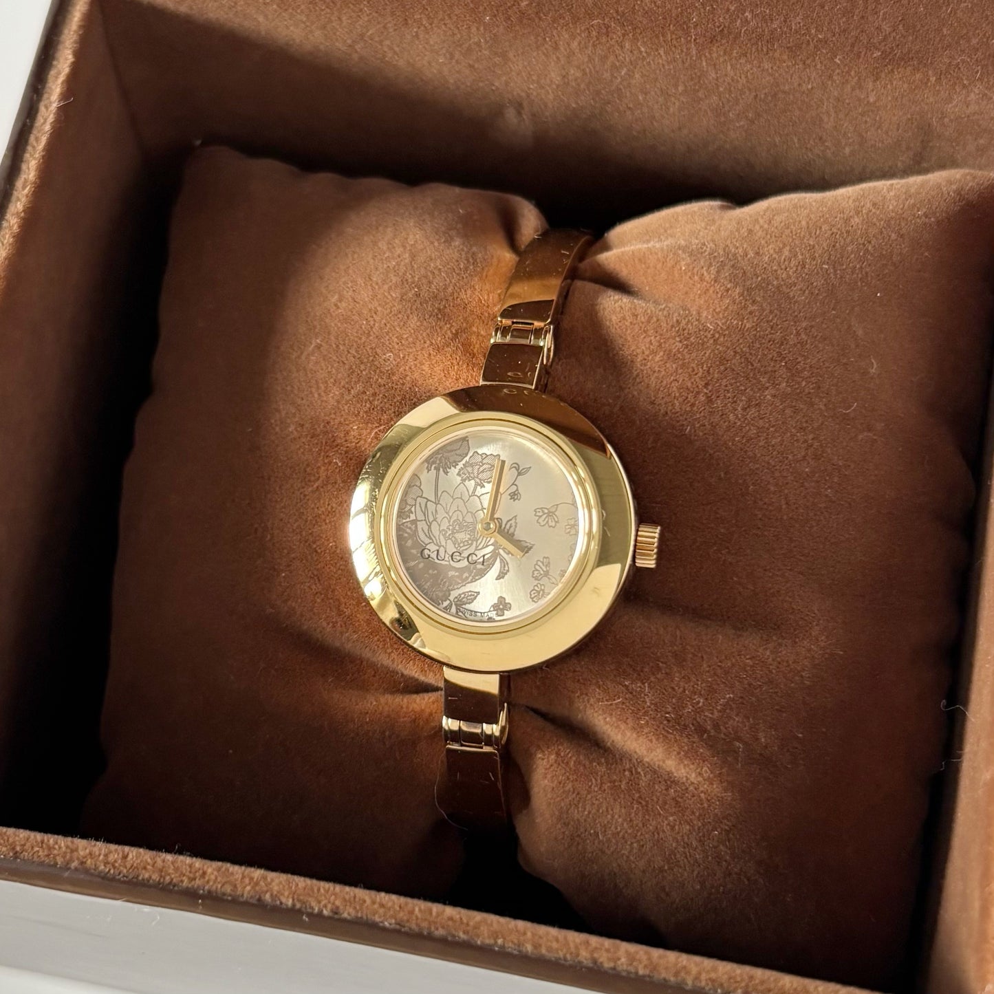 Gucci Early 2000s Gold Plated Bangle Watch