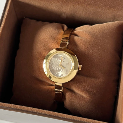 Gucci Early 2000s Gold Plated Bangle Watch