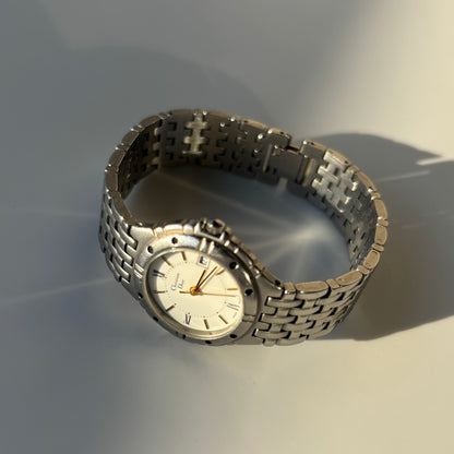 Dior 1990s Date Round Dial Silver Watch