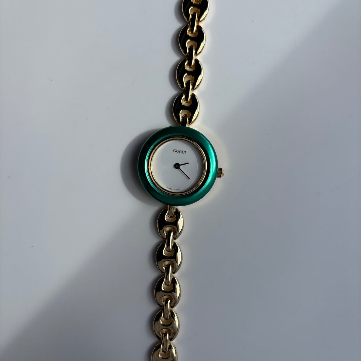 Gucci 1990s Interchangeable Bezel Gold Plated Chain Watch with 6 bezels, case (165mm)