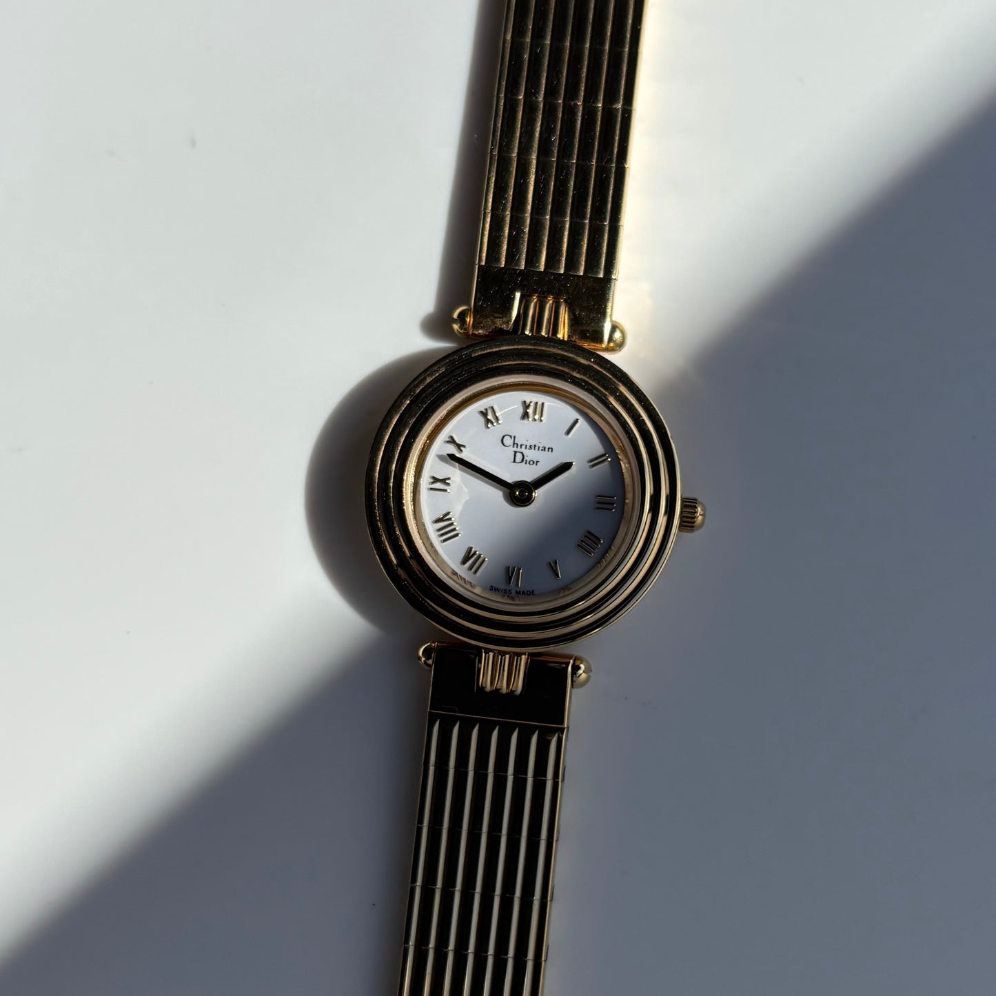 Dior 1990s Round Dial Gold Plated Watch