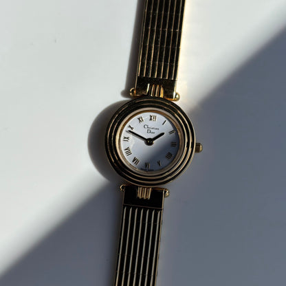 Dior 1990s Round Dial Gold Plated Watch