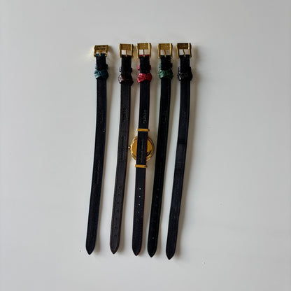 Fendi 1990s Interchangeable Strap Gold Plated Watch with 5 straps, case