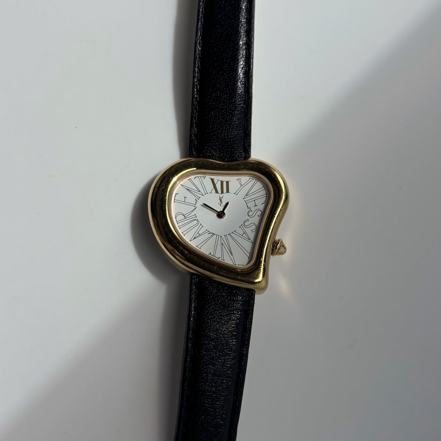 Yves Saint Laurent 1990s Heart Shaped Dial Gold Plated Watch