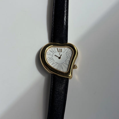 Yves Saint Laurent 1990s Heart Shaped Dial Gold Plated Watch