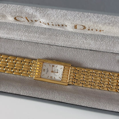 Dior 1990s Sub second Tank Gold Plated Watch