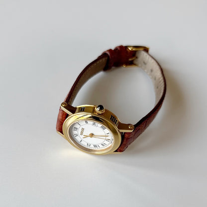 Gucci 1990s Date Round Dial Gold Plated Watch