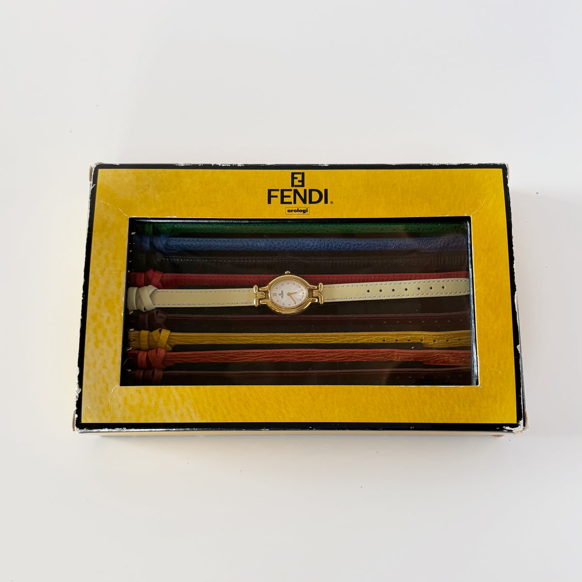 Fendi 1990s Interchangeable Strap Gold-Plated Watch with 9 Straps and Case
