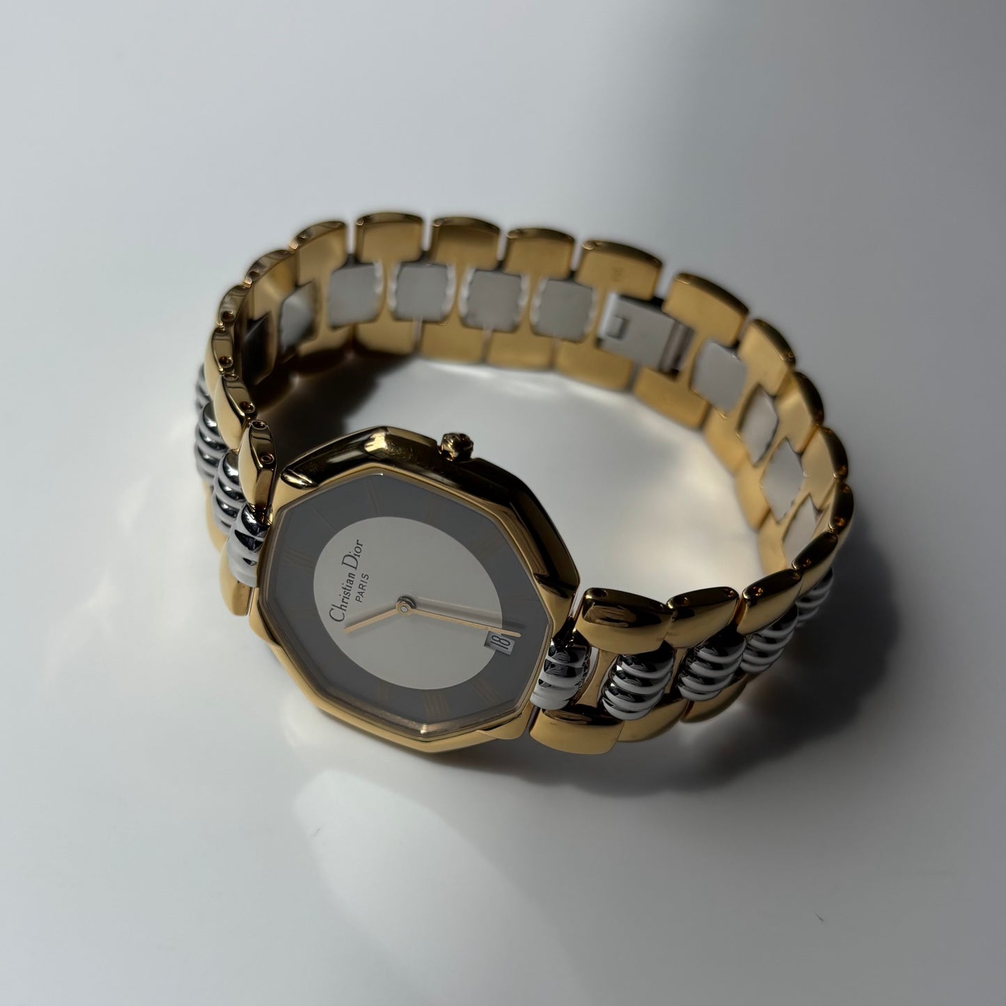 Dior 1990s Octagon Date Dial Two Tone Watch (Large) (5/31)