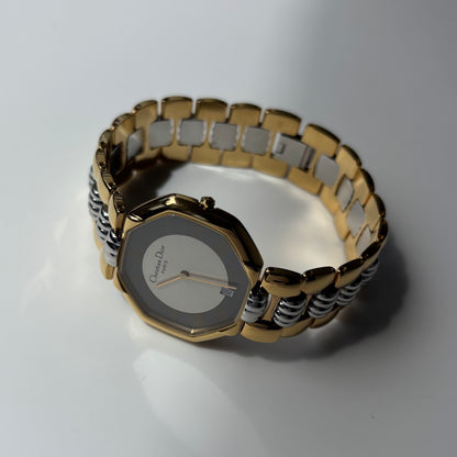 Dior 1990s Octagon Date Dial Two Tone Watch (Large) (5/31)