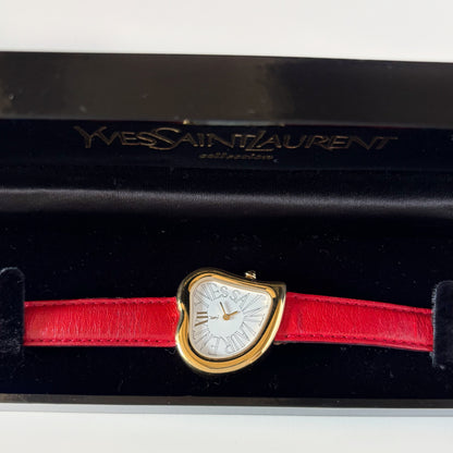 Yves Saint Laurent 1990s Heart shaped Dial Gold Plated Watch