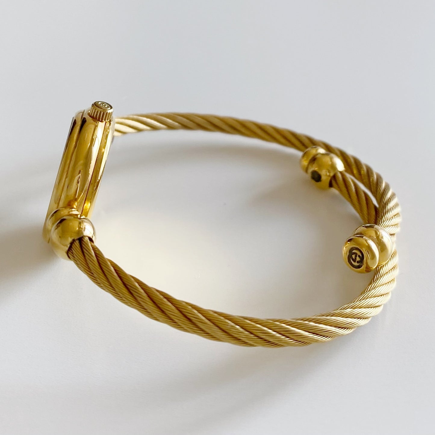 Gucci 1990s Blue Dial Gold Plated Bangle Watch