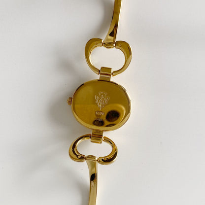Gucci 1990s Gold Dial Gold Plated Bangle Watch