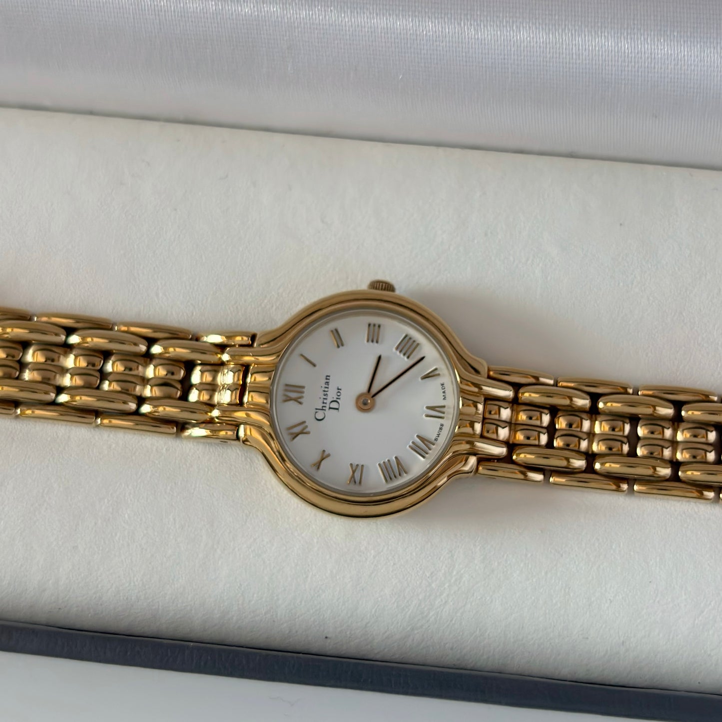Dior 1990s Round Dial Gold Plated Watch