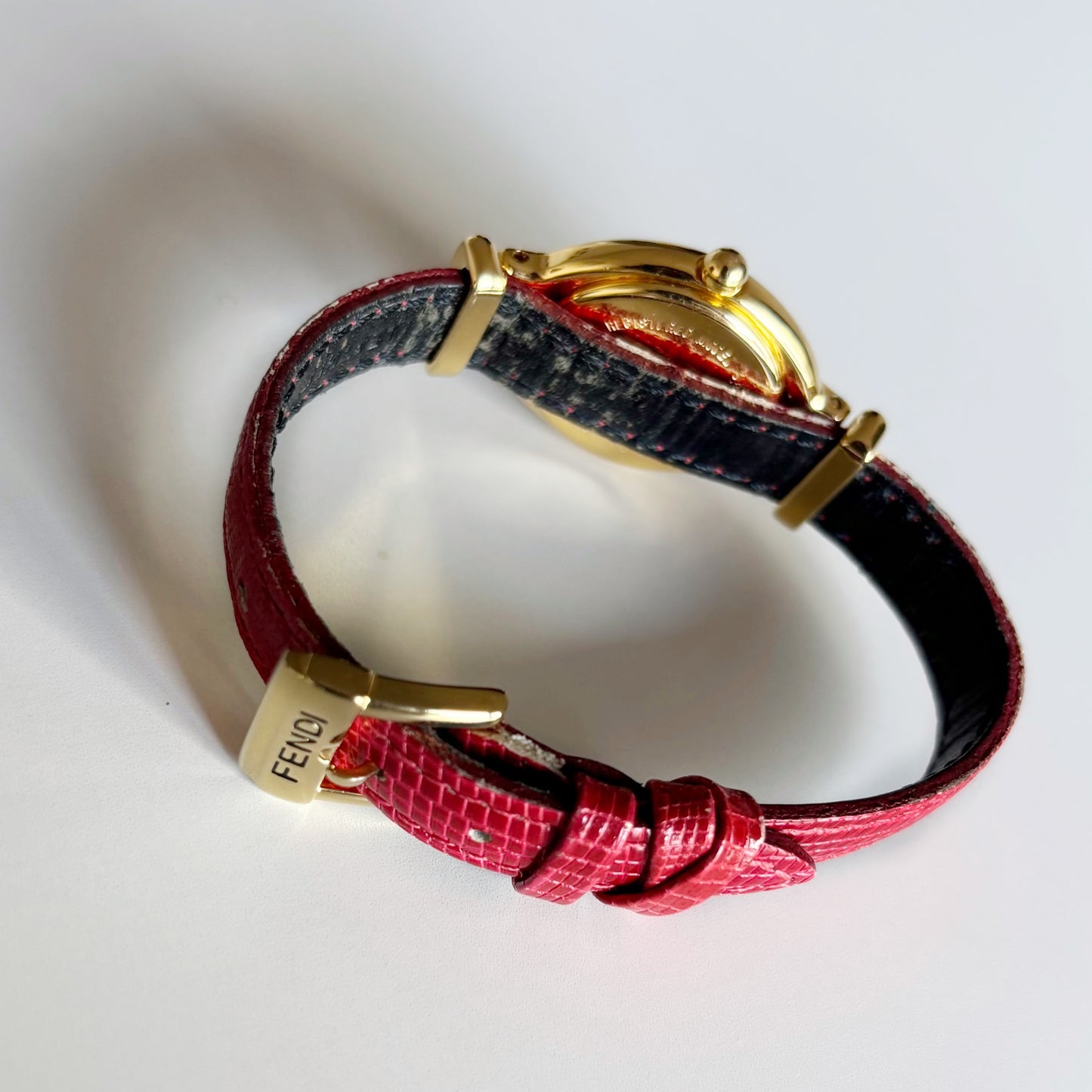 Fendi 1990s Interchangeable Belt Gold Plated Watch with 5 straps, case