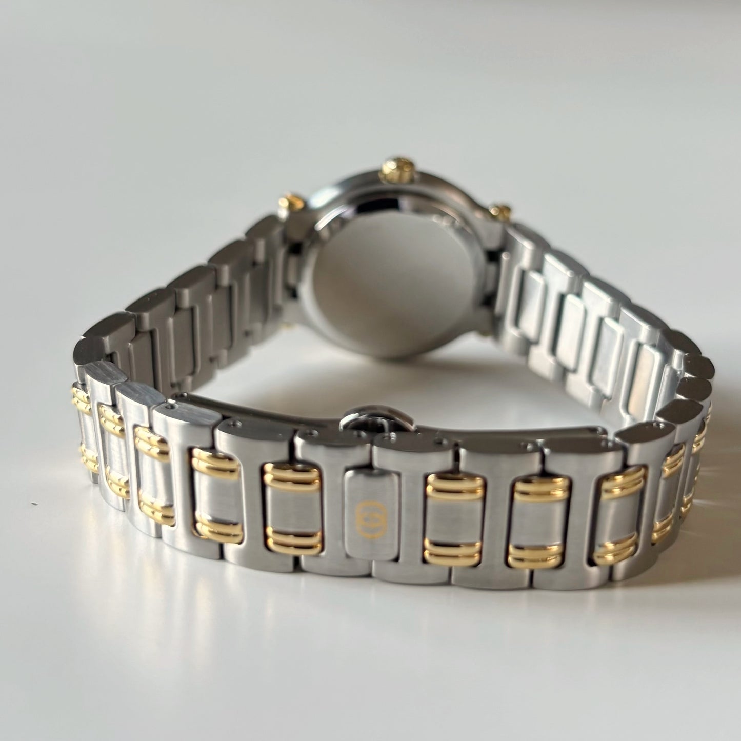 Gucci 1990s Date Gold Round Dial Two Tone Watch