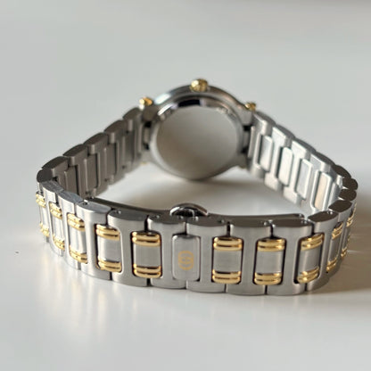 Gucci 1990s Date Gold Round Dial Two Tone Watch