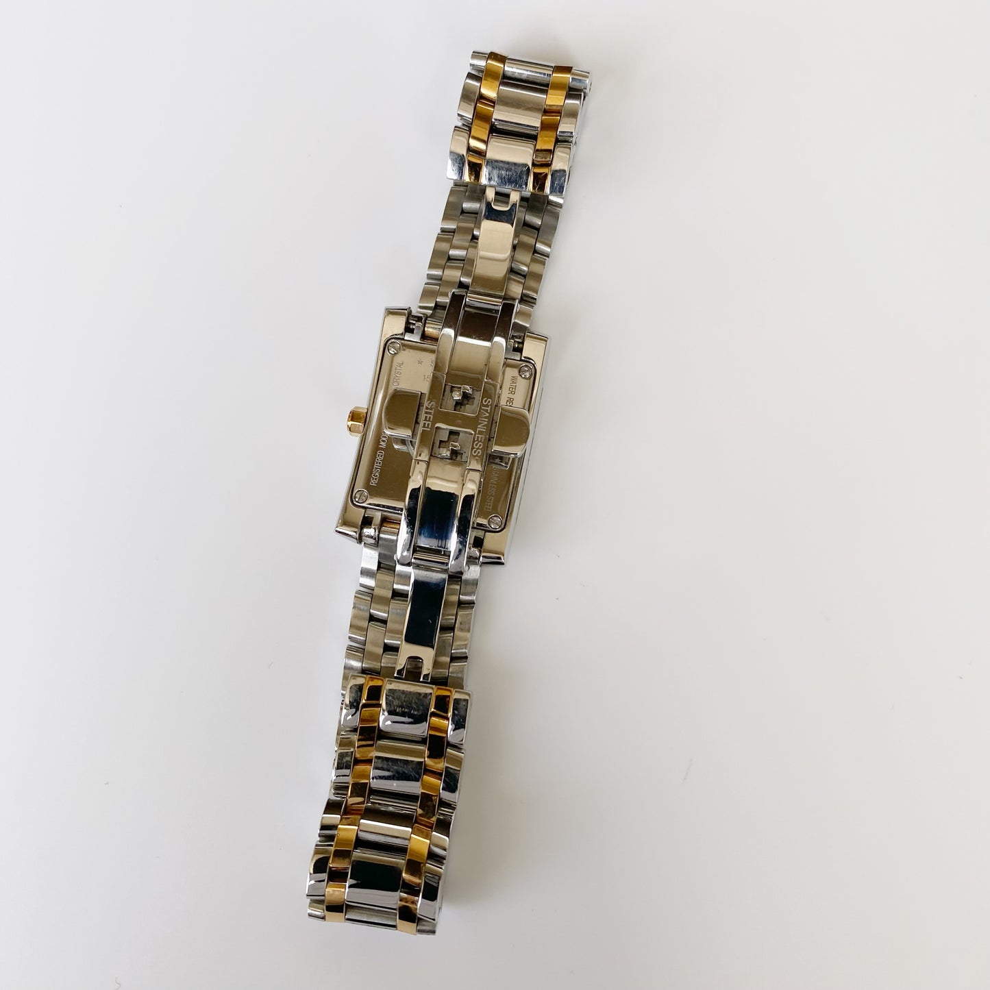 Fendi Early 2000s Seashell Dial Two Tone Rectangular Watch