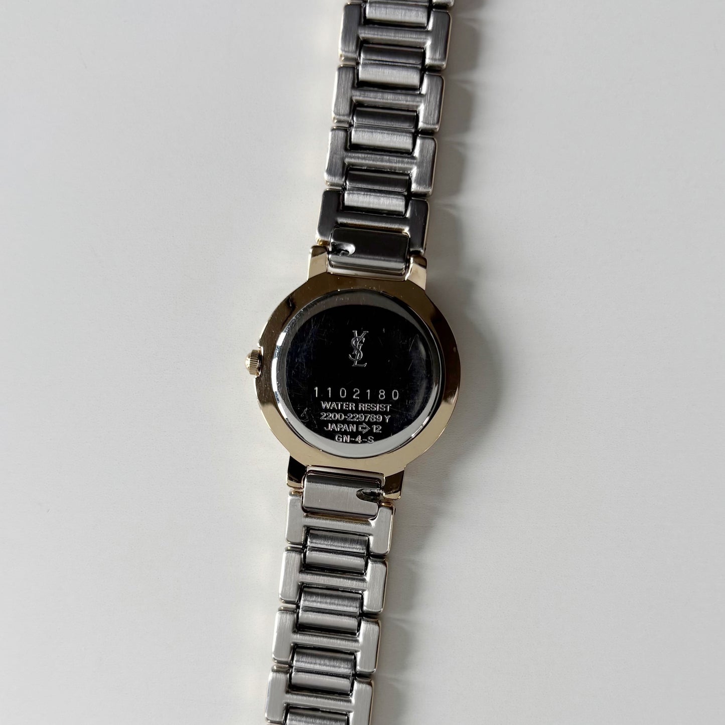 Yves Saint Laurent 1990s Round Dial Two Tone Gold Plated Watch