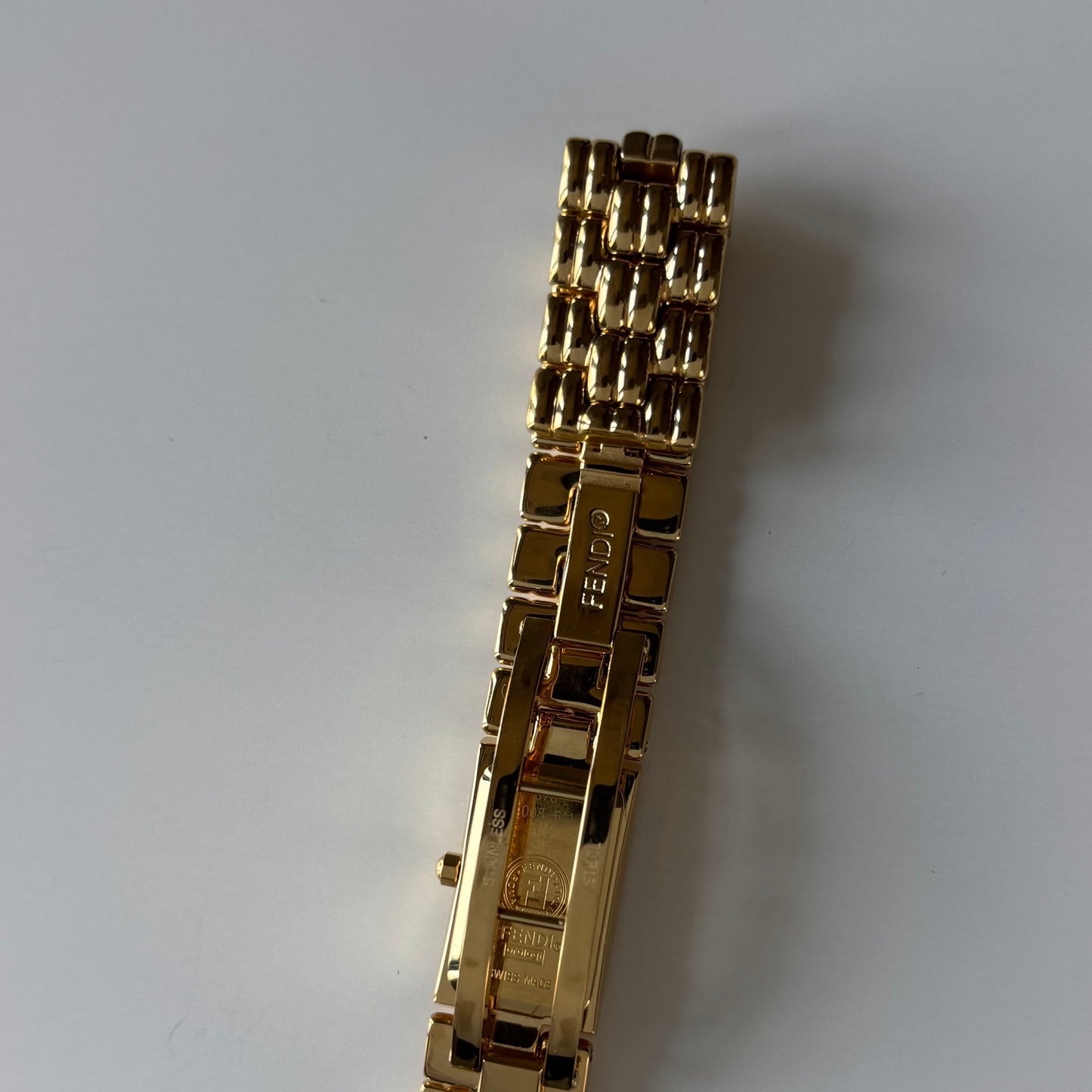 Fendi 1990s Rectangular Dial Gold Plated Watch