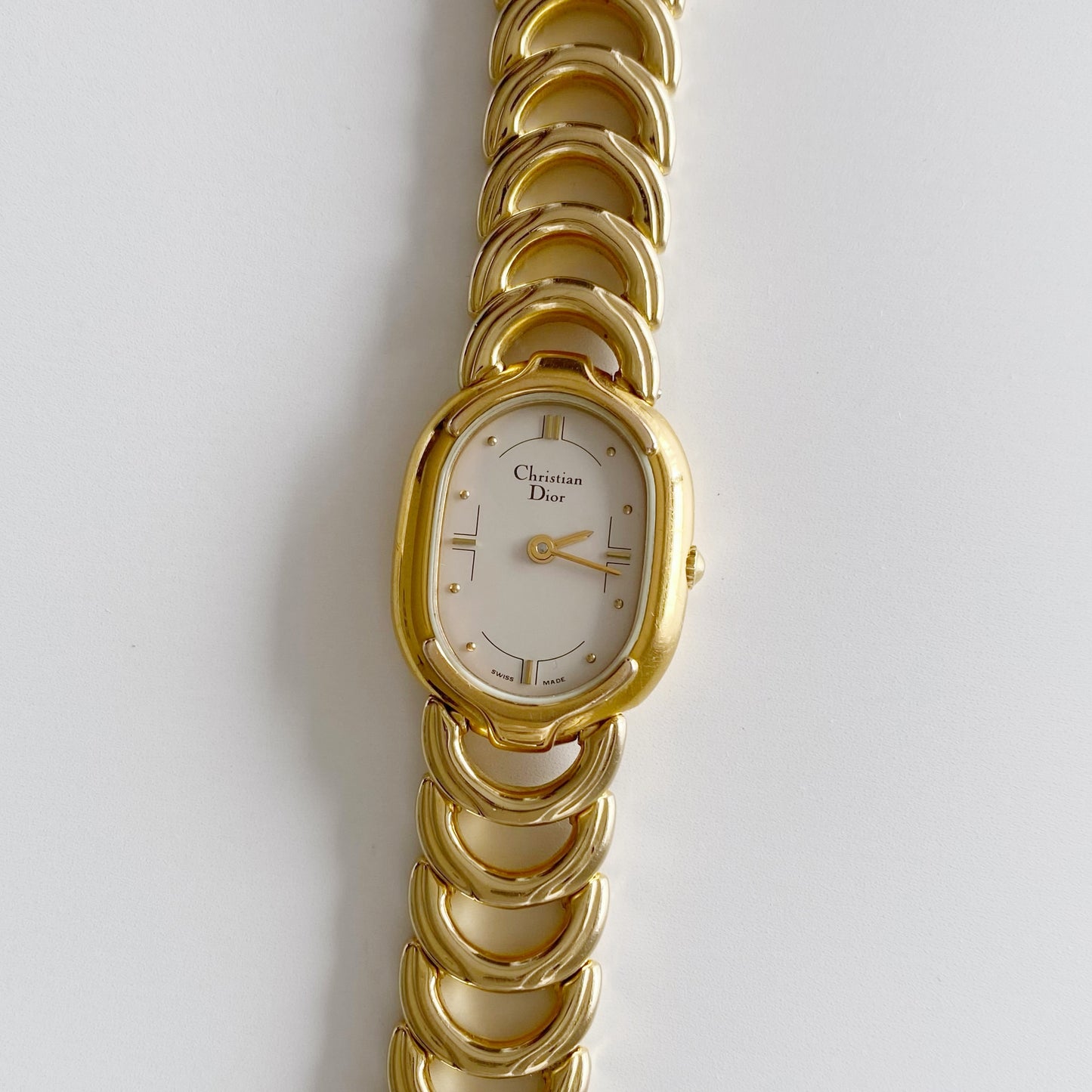 Dior 1990s Oval Gold Plated Watch