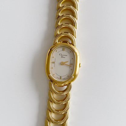 Dior 1990s Oval Gold Plated Watch