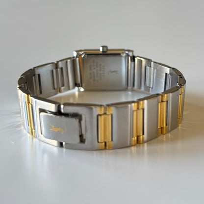Yves Saint Laurent 1990s Square Dial Two-Tone Gold-Plated Watch