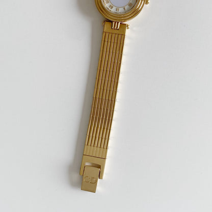 Dior 1990s Round Dial Gold Plated Watch
