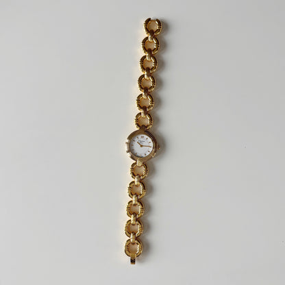 Dior 1990s Round Dial Interchangeable strap Gold Plated Watch with 3 straps, case