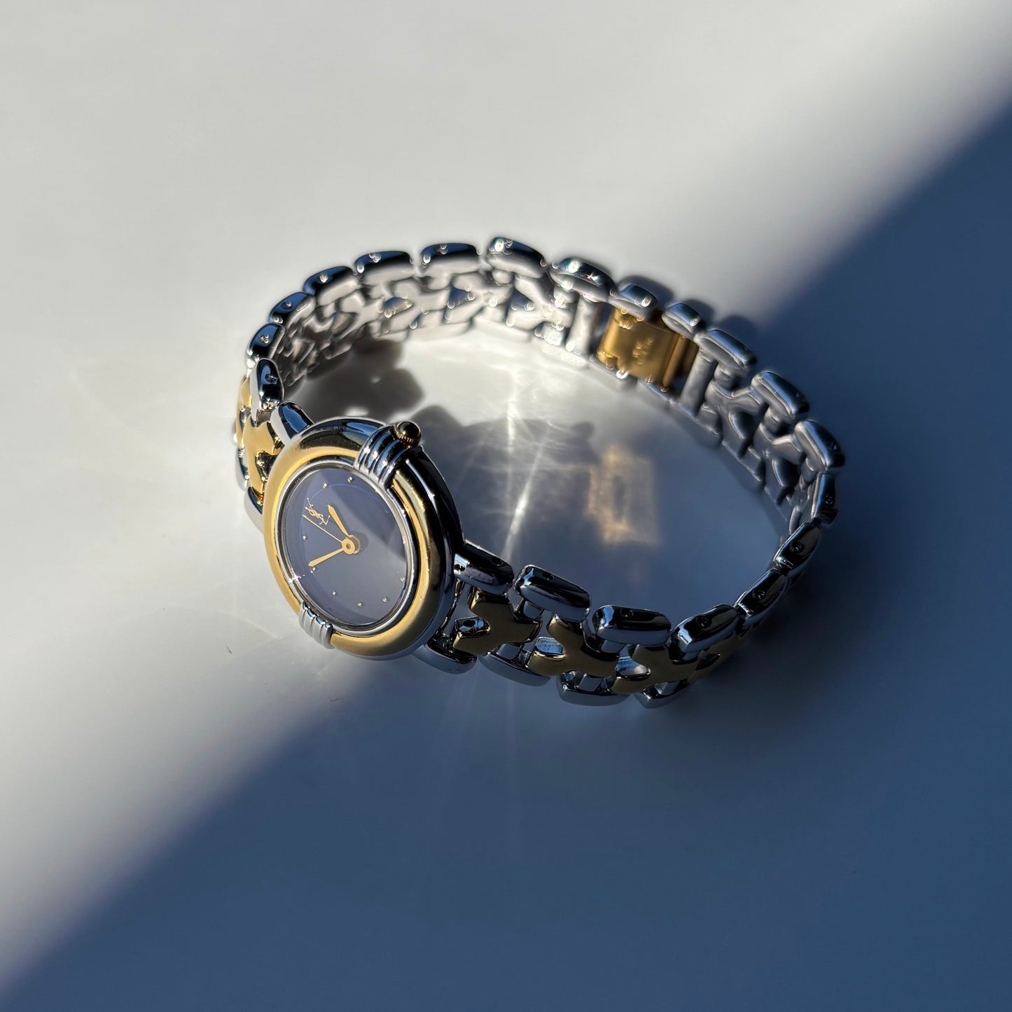 Yves Saint Laurent 1990s Round Dial Two Tone Watch