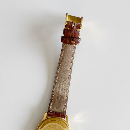 Gucci 1990s Date Gold Plated Round Watch