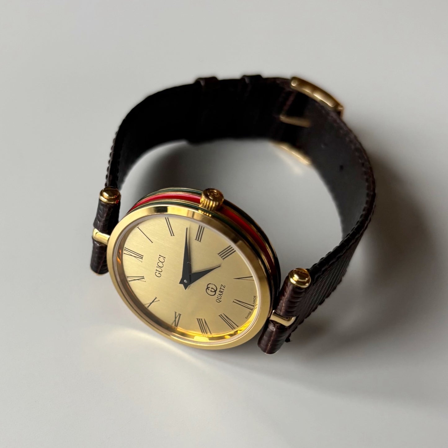 Gucci 1980s Sherry Round Dial Gold Plated Watch (Large)