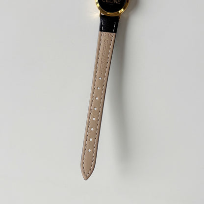 Celine 1980s Round Dial Gold Plated Watch