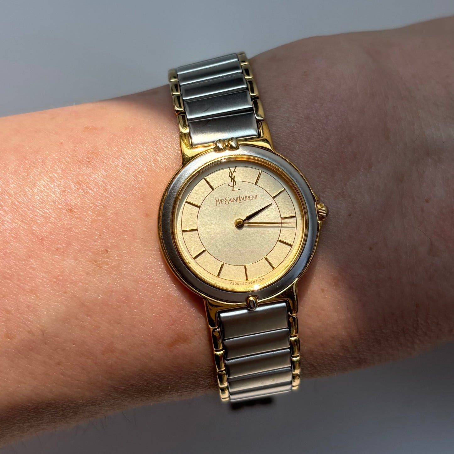 Yves Saint Laurent 1990s Round Dial Two Tone Watch