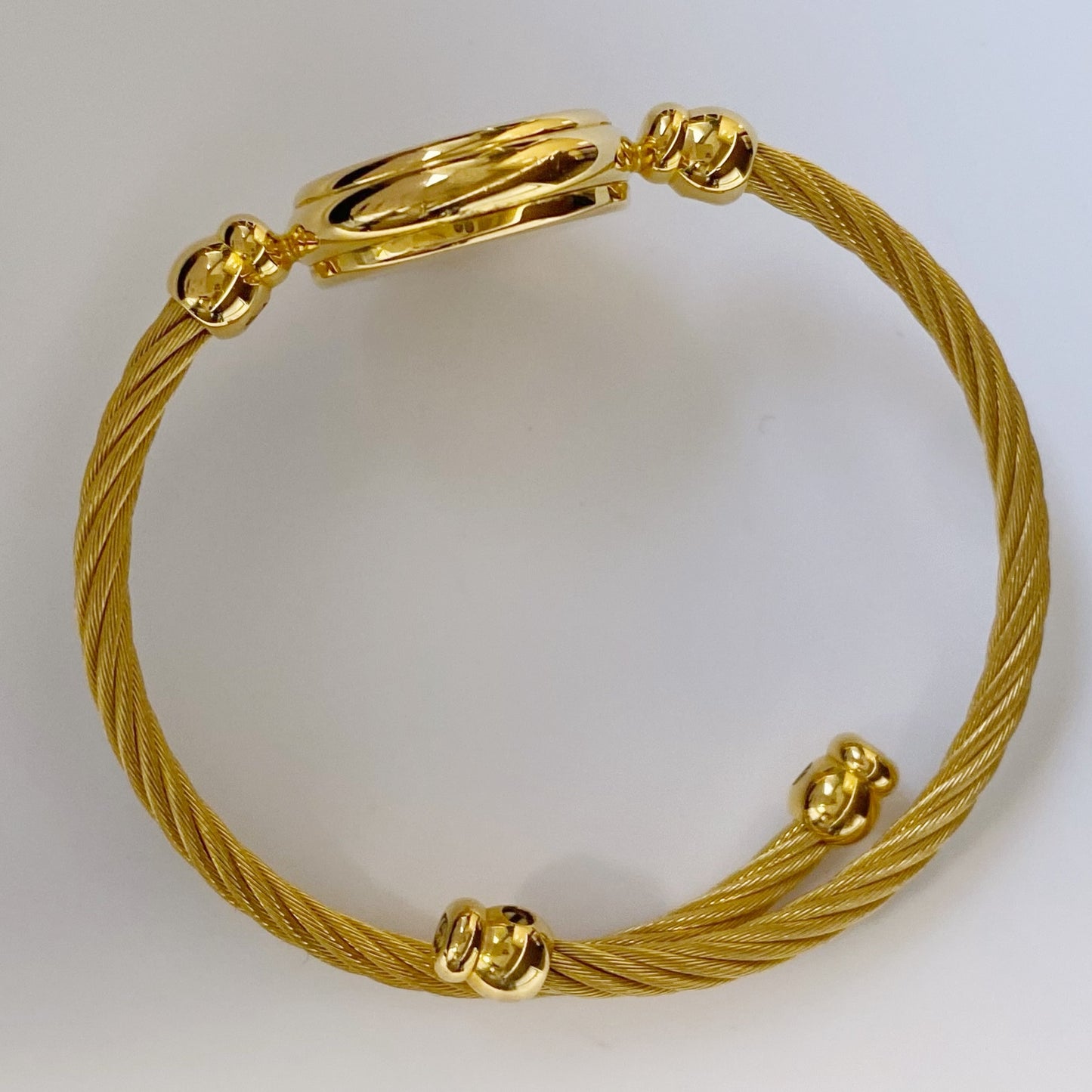 Gucci 1990s Black Dial Gold Plated Cable Bangle Watch