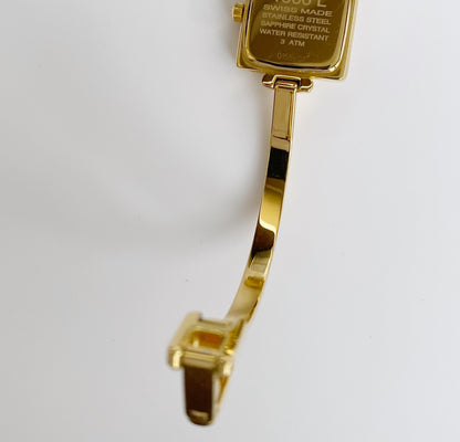 Gucci 1990s Square Gold Plated Bangle Watch