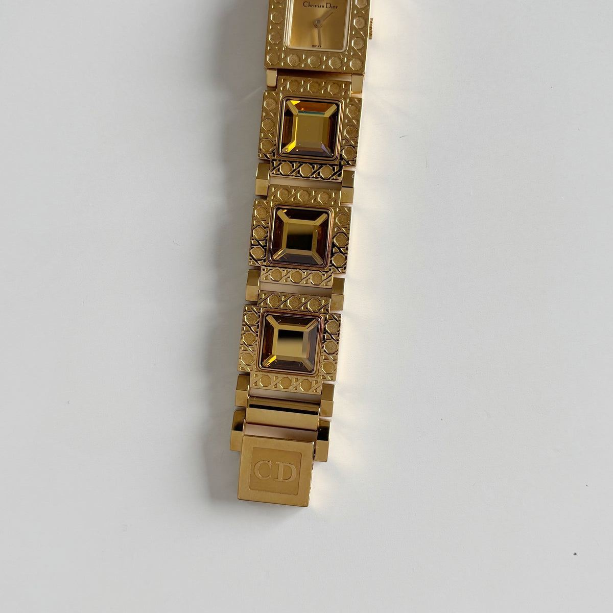 Dior 1990s Square Dial Interchangeable Strap Gold-Plated Watch